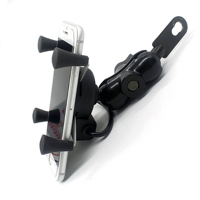 Motorcycle X Grip Mount Holder with USB 12V 2A